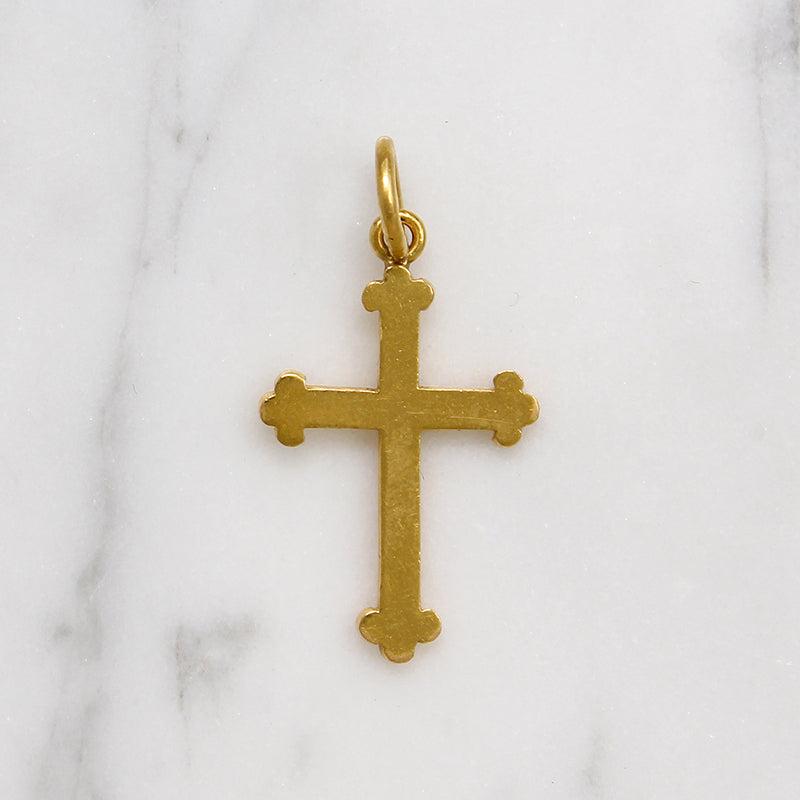 Luxurious 24k Gold Budded Cross Pendant
