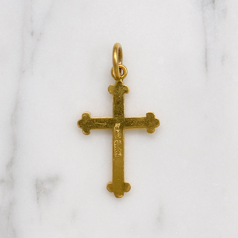 Luxurious 24k Gold Budded Cross Pendant
