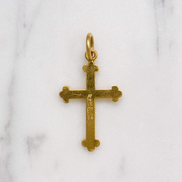Luxurious 24k Gold Budded Cross Pendant
