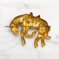 Brass Bucking Bronco Brooch