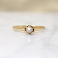 Delicate Edwardian Gold & Pearl Solitaire Ring