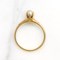 Delicate Edwardian Gold & Pearl Solitaire Ring