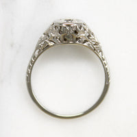 Old Mine Cut Diamond in Floral Filigree Solitaire Ring