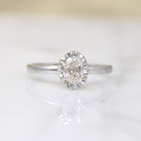 Oval Old Mine Cut Diamond in Elegant Platinum Ring