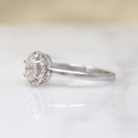 Oval Old Mine Cut Diamond in Elegant Platinum Ring