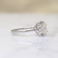 Oval Old Mine Cut Diamond in Elegant Platinum Ring