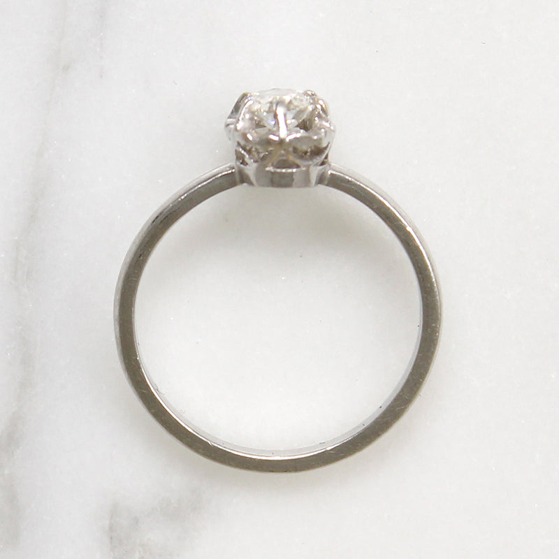 Oval Old Mine Cut Diamond in Elegant Platinum Ring