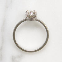 Oval Old Mine Cut Diamond in Elegant Platinum Ring
