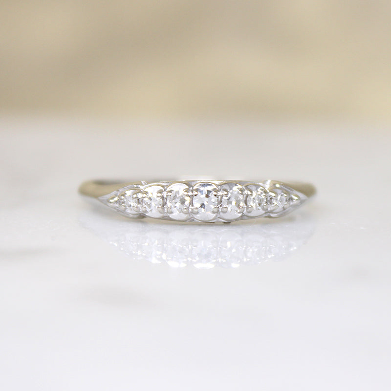 Pretty Mid Century Seven Diamond Wedding Band
