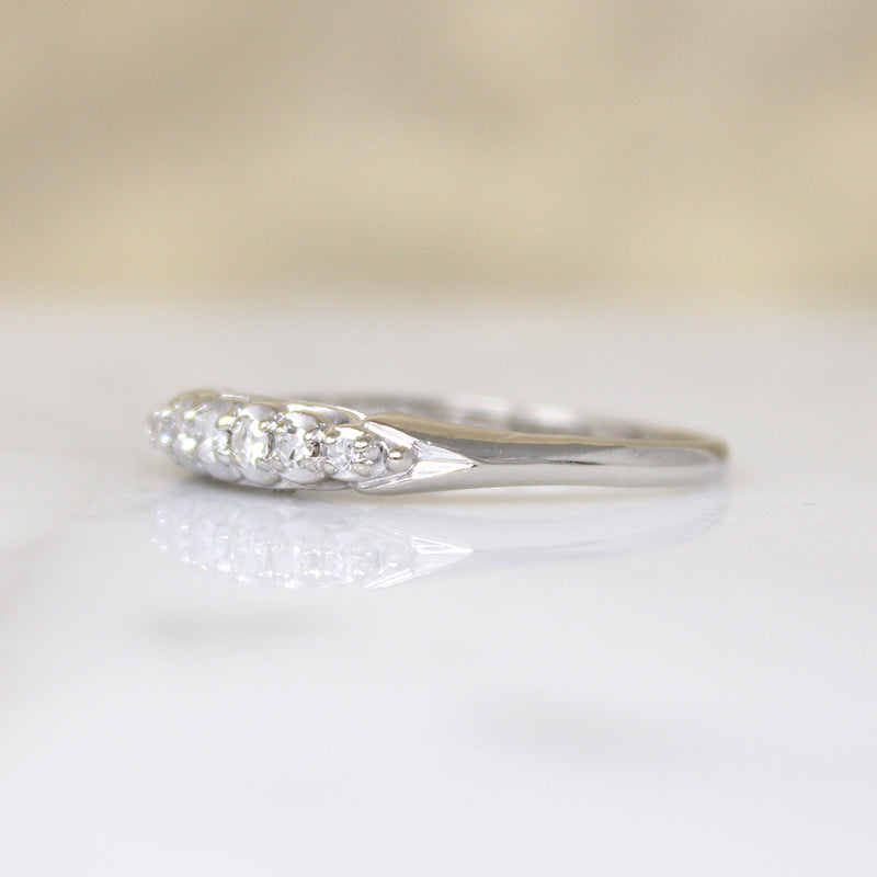 Pretty Mid Century Seven Diamond Wedding Band