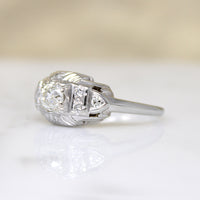 Striking Art Deco White Gold & Diamond Ring by Granat Bros