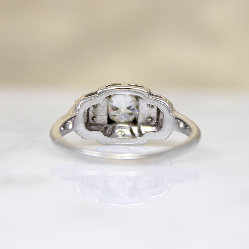 Striking Art Deco White Gold & Diamond Ring by Granat Bros