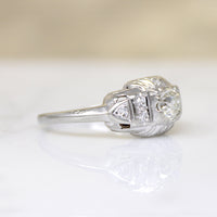 Striking Art Deco White Gold & Diamond Ring by Granat Bros