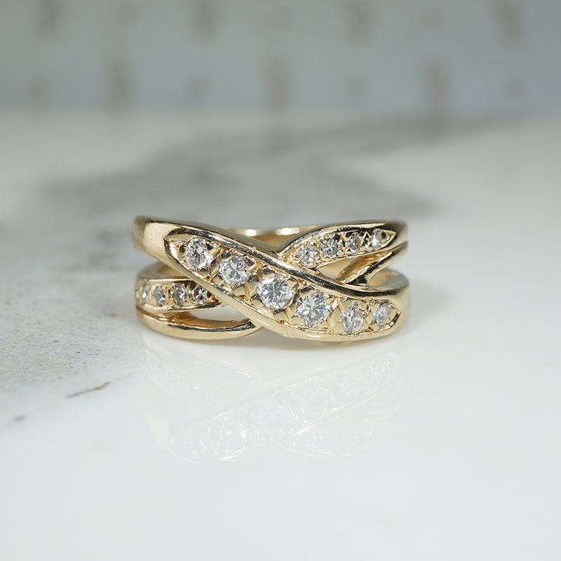 Vintage 1970s Gold and Diamond Band