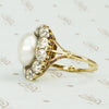 Regency Natural Pearl and Old Mine Diamond Halo Ring