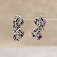 English Silver-Plate & Marcasite Bow Earrings