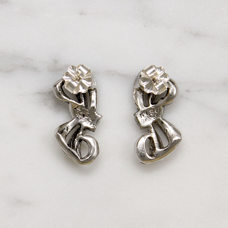English Silver-Plate & Marcasite Bow Earrings