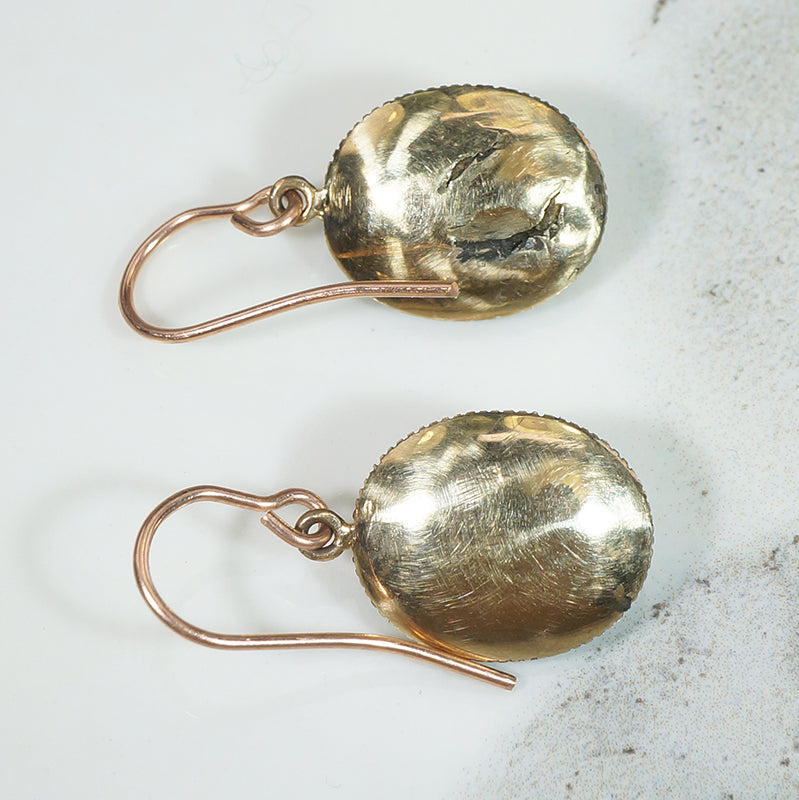Georgian Man & Woman Cameos in Gold & Pearl Earrings