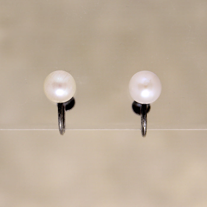Cultured Pearls & Sterling Screw Back "Studs"