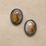 Petrified Bone & Sterling Silver Stud Earrings