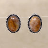Petrified Bone & Sterling Silver Stud Earrings
