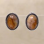 Petrified Bone & Sterling Silver Stud Earrings