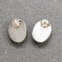 Petrified Bone & Sterling Silver Stud Earrings