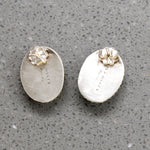 Petrified Bone & Sterling Silver Stud Earrings