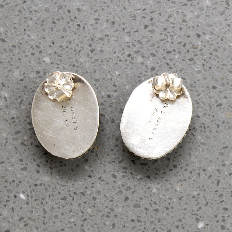 Petrified Bone & Sterling Silver Stud Earrings