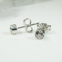 Old Mine Cut Diamonds in Platinum Stud Earrings