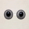 Ornate Onyx & Silver Bead Stud Earrings