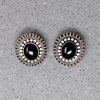 Ornate Onyx & Silver Bead Stud Earrings