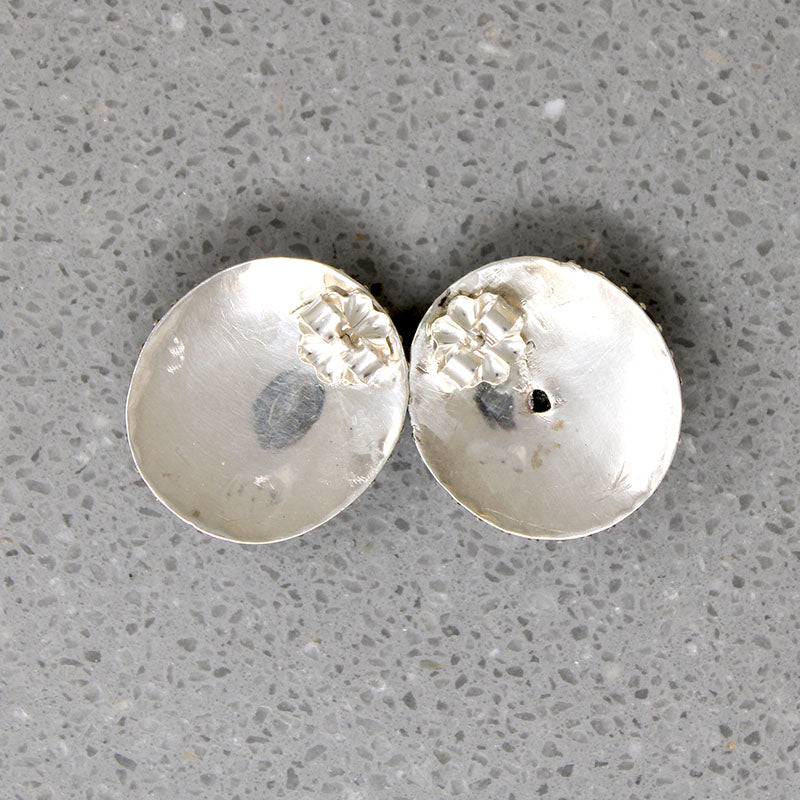 Ornate Onyx & Silver Bead Stud Earrings