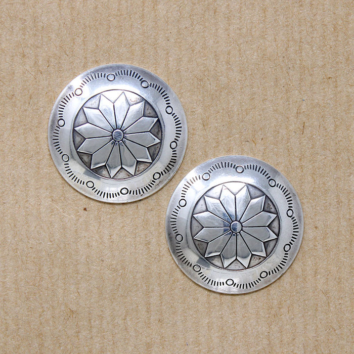 Sterling Concho Earrings with Florets & Rocker Designs