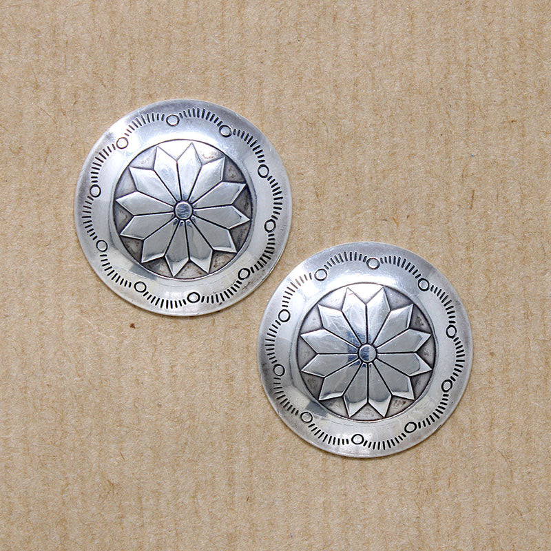 Sterling Concho Earrings with Florets & Rocker Designs