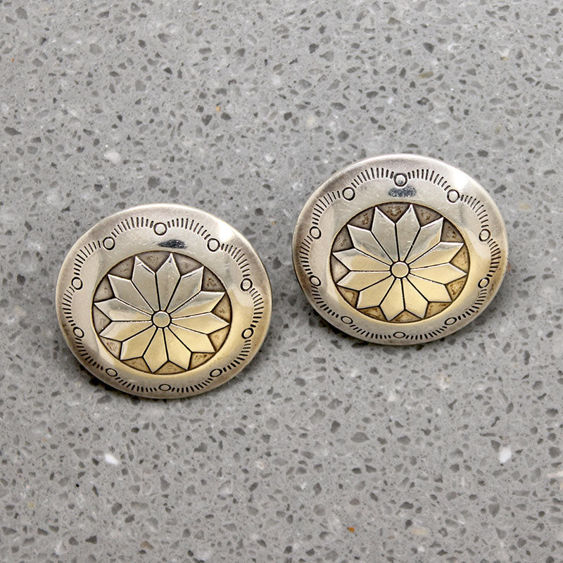 Sterling Concho Earrings with Florets & Rocker Designs