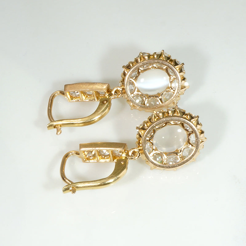 Mesmeric Moonstone & Diamond Edwardian Earrings