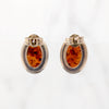 Radiant Oval Amber Cabochon Sterling Stud Earrings
