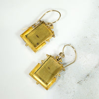 Cupid Earrings in Pastel Enamel & Etruscan Revival Gold Work