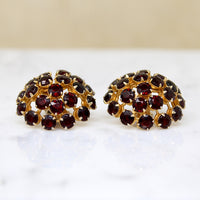 Dynamic Red Rhinestone Dome Costume Earrings