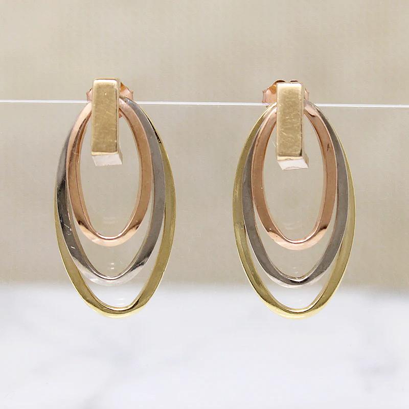 Fabulous Retro Tri-Tone Gold Earrings