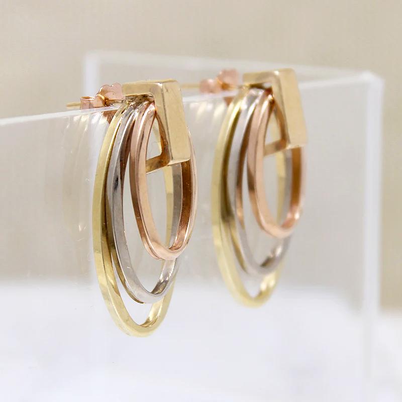 Fabulous Retro Tri-Tone Gold Earrings