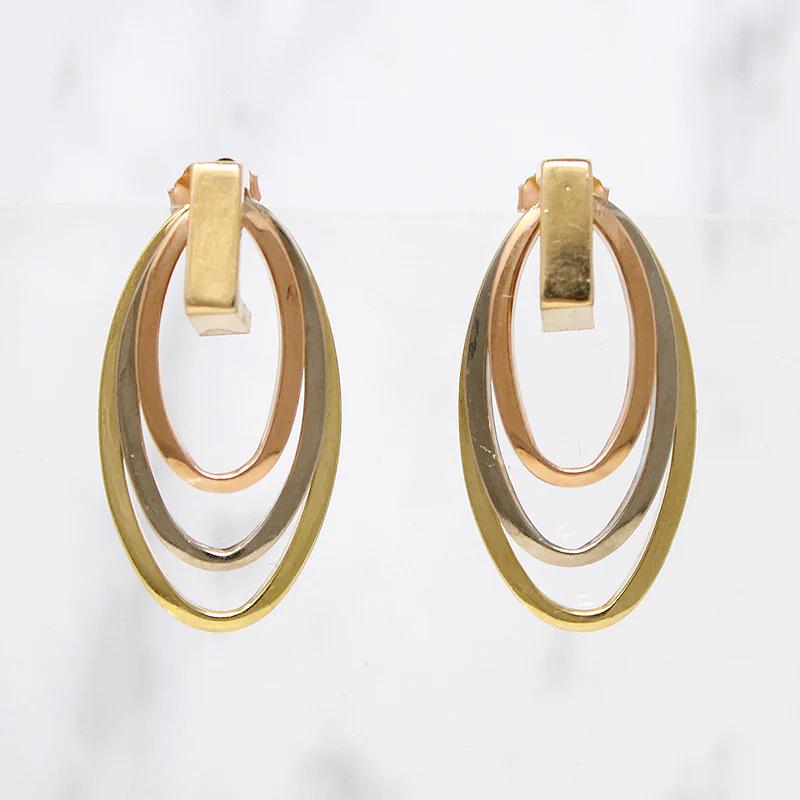 Fabulous Retro Tri-Tone Gold Earrings