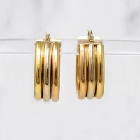 Chic Chunky Italian 18k Tri-Tone Gold Hoops