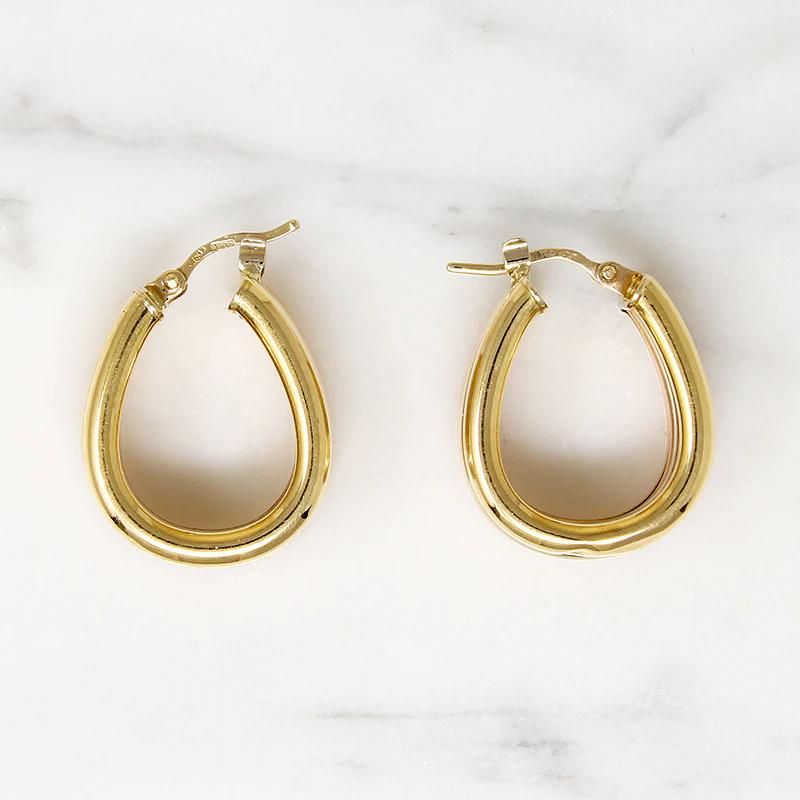 Chic Chunky Italian 18k Tri-Tone Gold Hoops