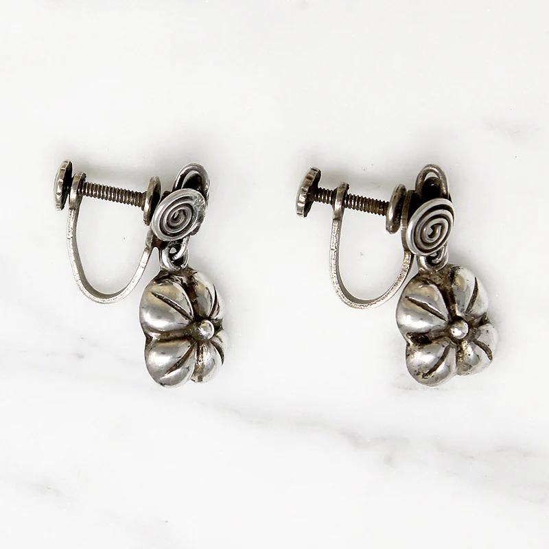 Darling Sterling Silver Flower Drop Earrings