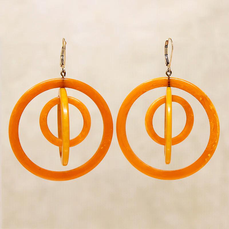 Big Bright Orange Bakelite Statement Earrings