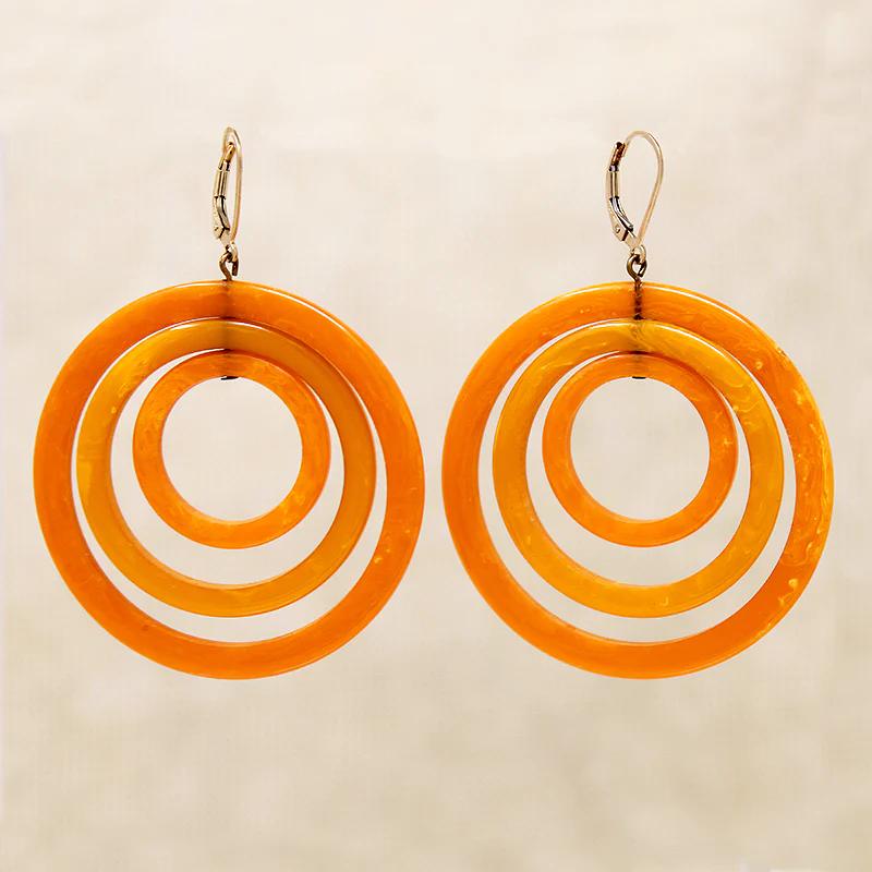Big Bright Orange Bakelite Statement Earrings