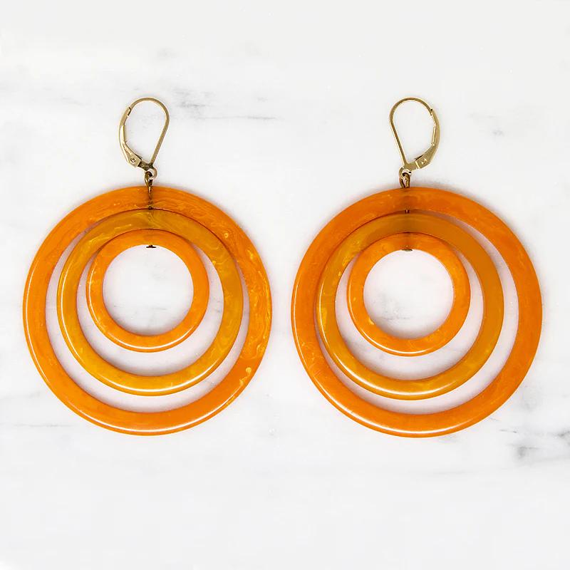 Big Bright Orange Bakelite Statement Earrings