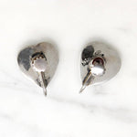 Heart-Shaped Siam Silver Earrings with Dancing Girls